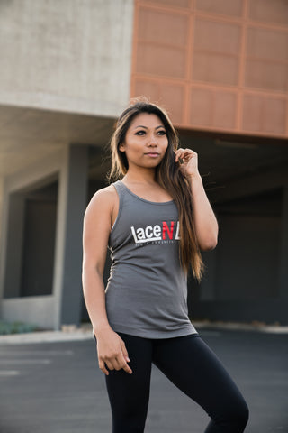 Women's Lace N Loop Racerback Tank Top - Gray
