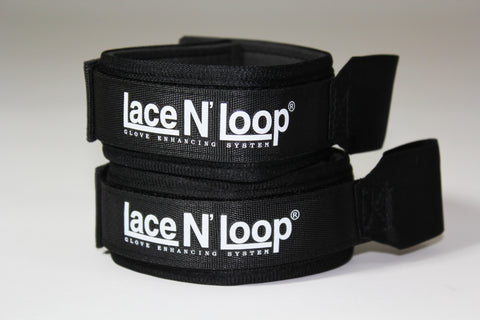 Midnight Black (white logo) Lace N Loop Straps (Pair)